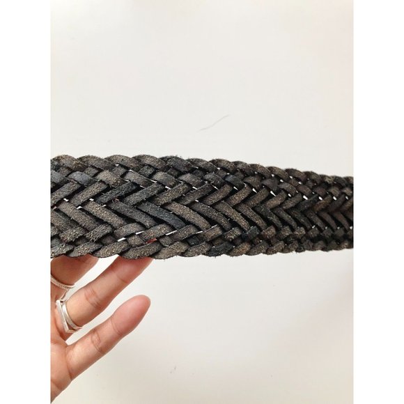 TOMMY HILFIGER Black Braided Woven Leather Hip Belt, Size XS - Picture 8 of 12